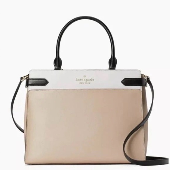 kate spade Handbags - Kate Spade Colorblock Satchel Crossbody Black White Beige Gold